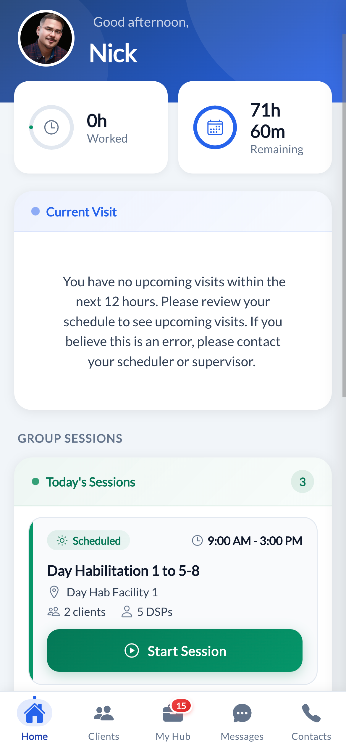 Cura OS sessions dashboard