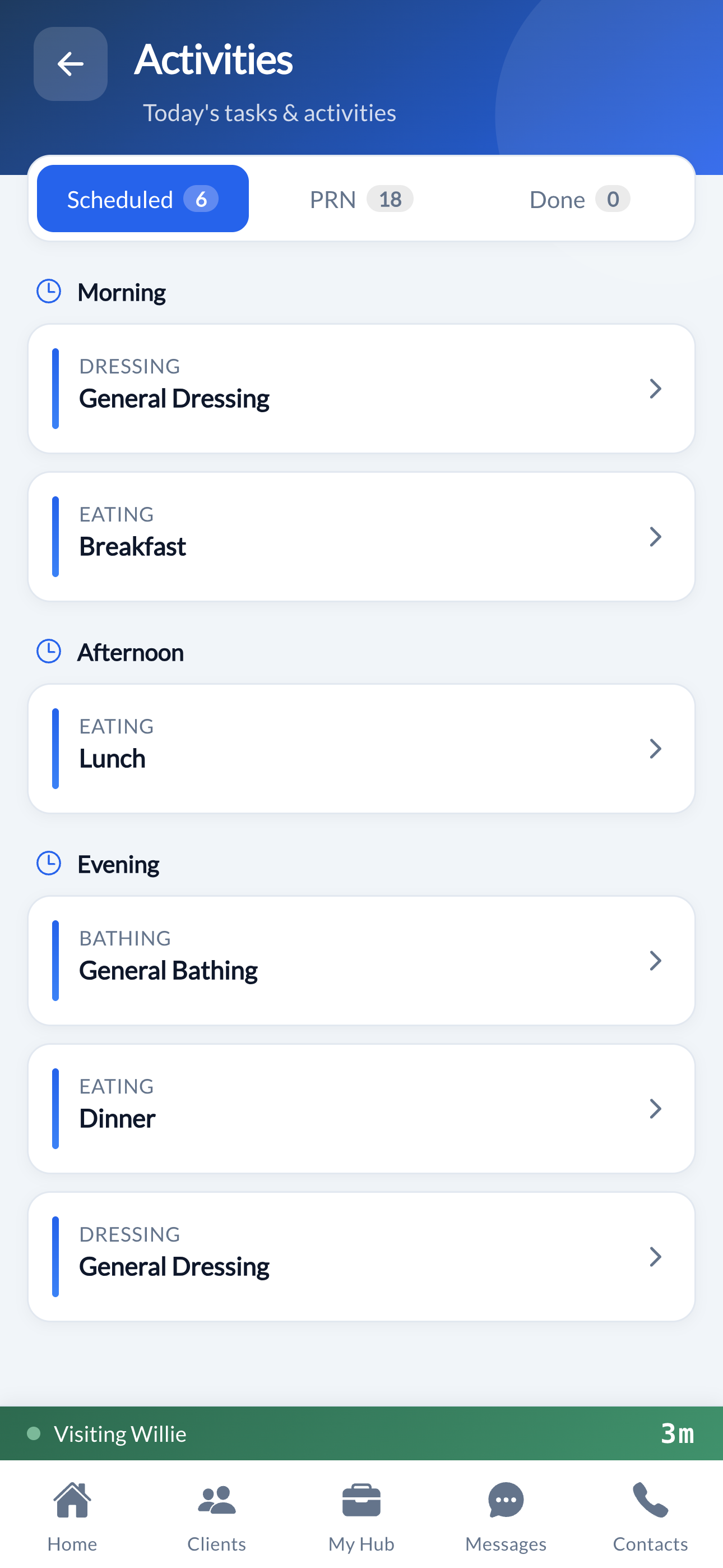 Cura OS DSP mobile app — documenting activities during shift